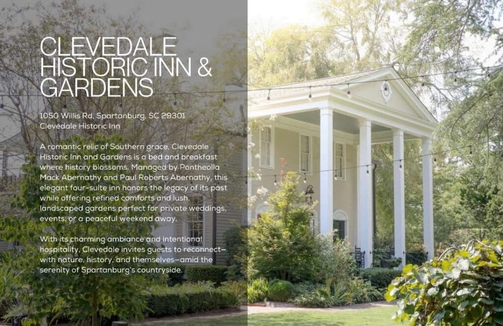 Clevedale Historic Inn in Spartanburg, SC is featured in VISTAS Magazine for redefining Black hospitality through culture, elegance, and restoration.